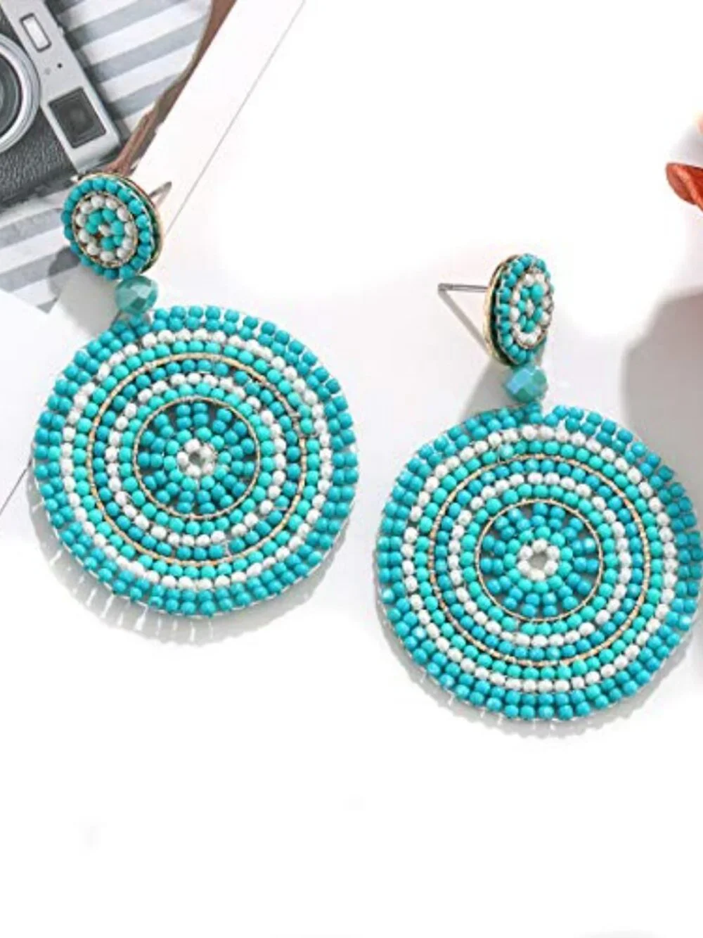 Beaded Drop Earrings for Women Handmade Colorful Beaded Earrings Boho Statement